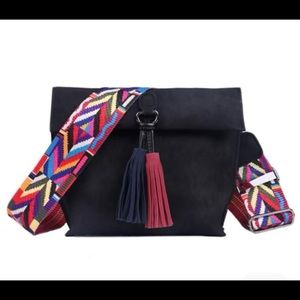 Suede Rainbow Strap Crossbody Bag
